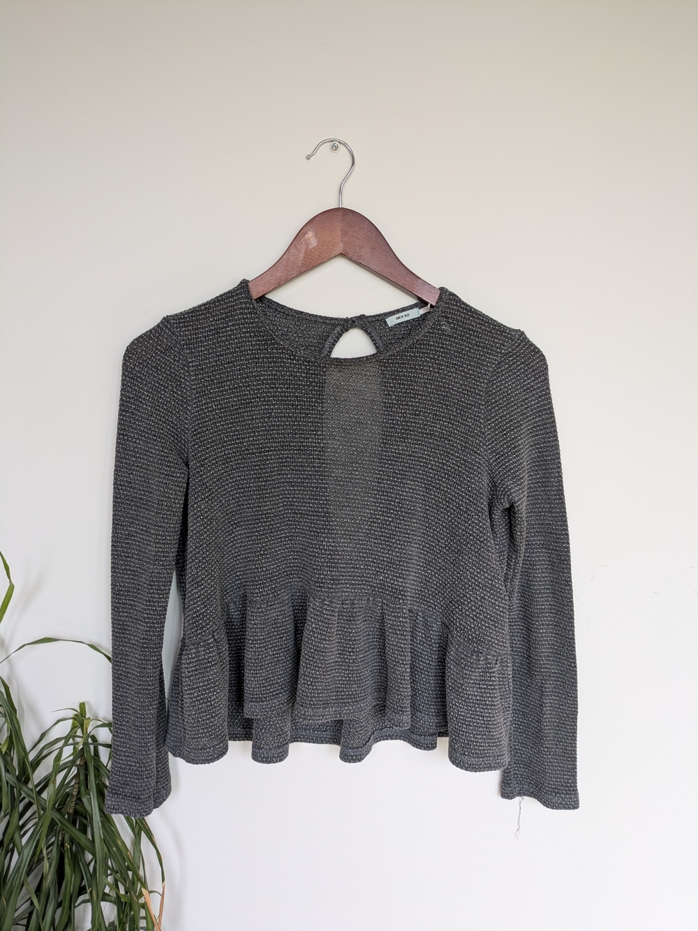 Kimchi Blue Gray Peplum Crewneck Sweater